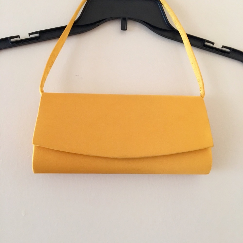 Yellow satin clutch